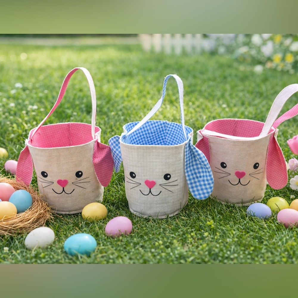 Easter Bunny Treat Buckets - Pink & Blue